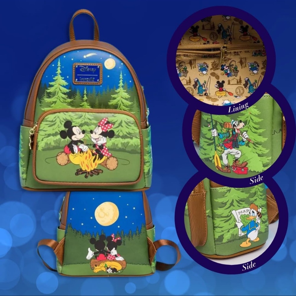 Loungefly Mickey Mouse & Friends Camping Scene Mini Backpack - Exclusive HTF